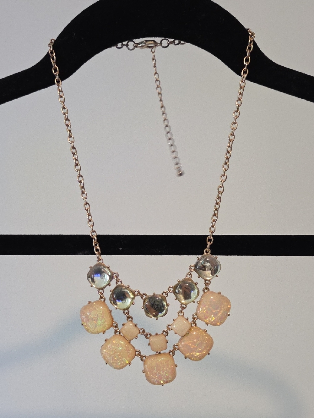 Rose Gold Tone Pink Opal Statement Necklace